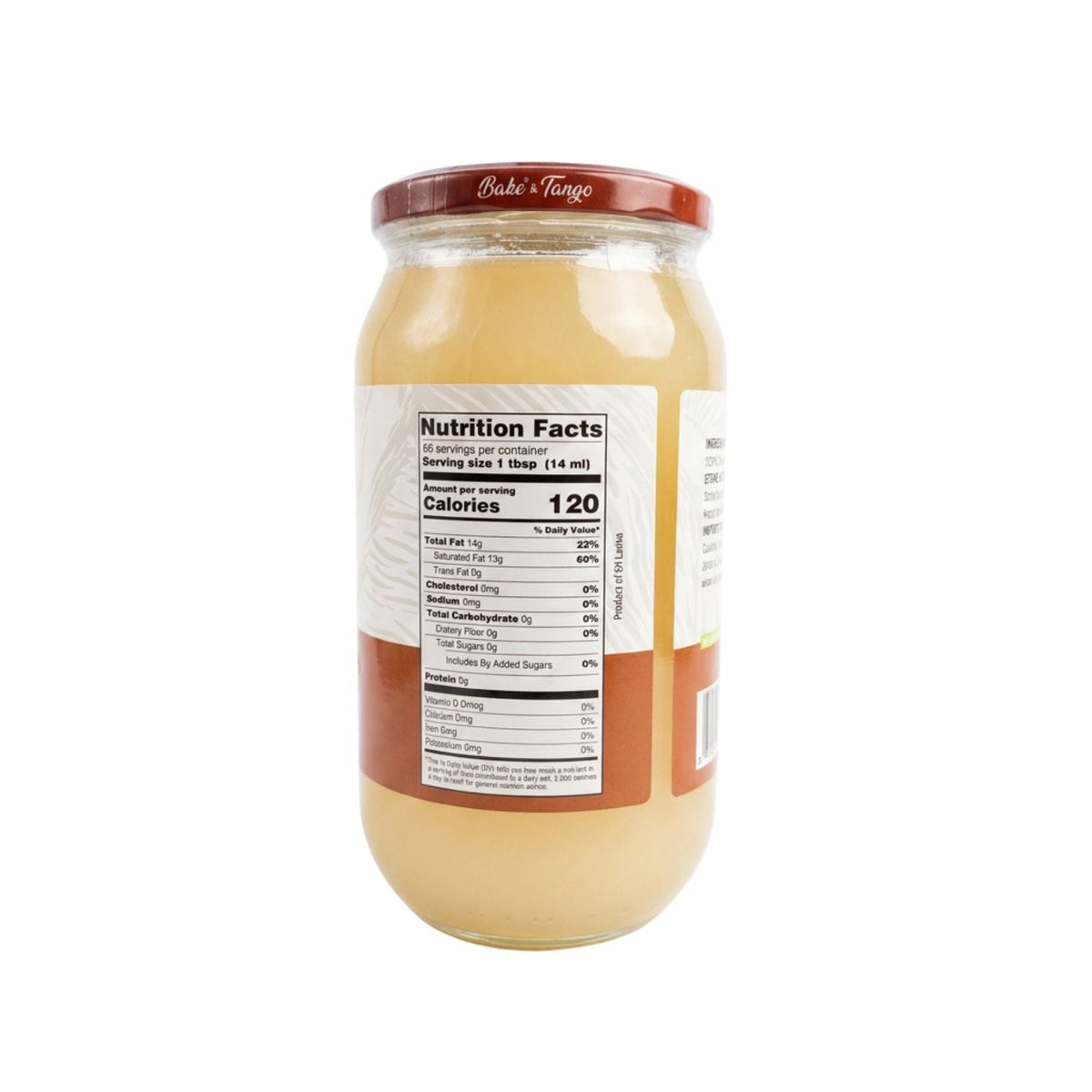 Bake & Tango Organic Unrefined Coconut Oil - 31 oz (917ml)