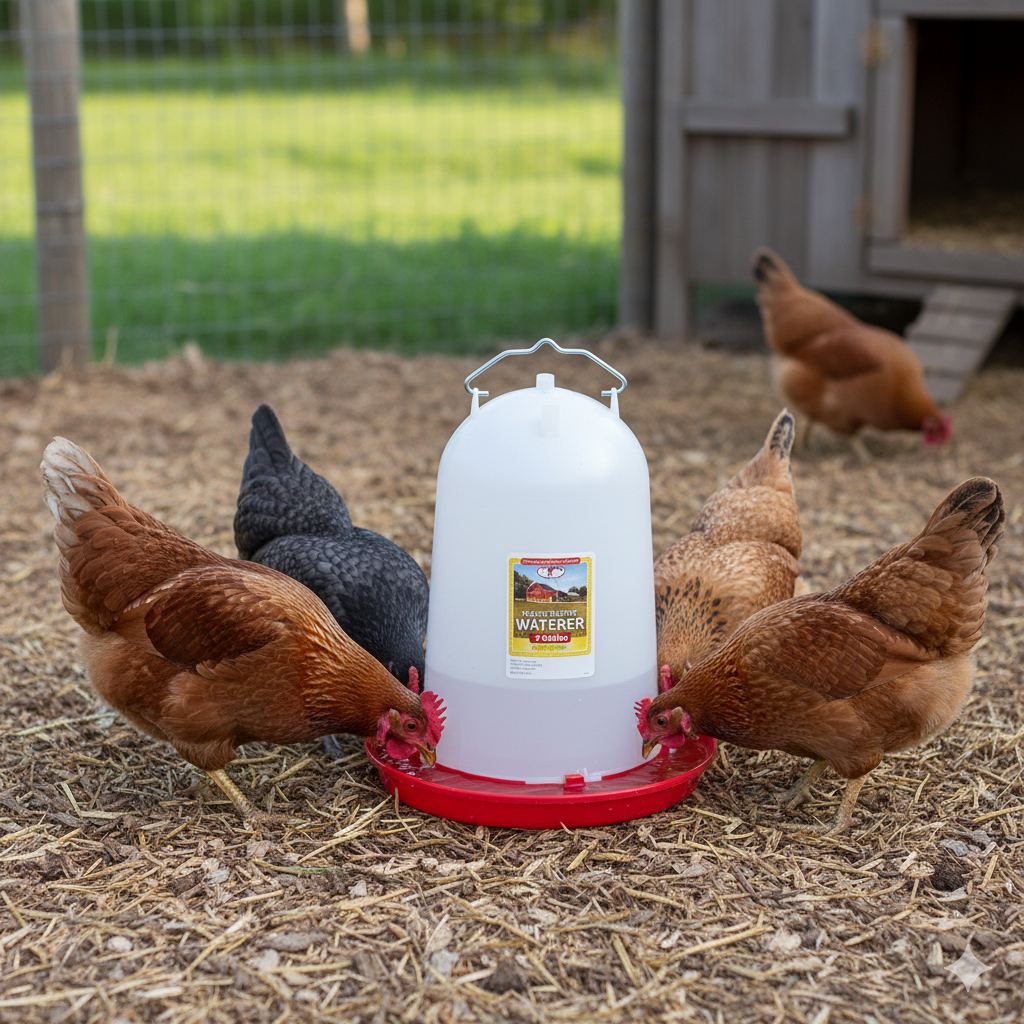 Little Giant 3 Gallon Poultry Drinker 2-Pack Gravity Fed Chicken Waterer Red Base