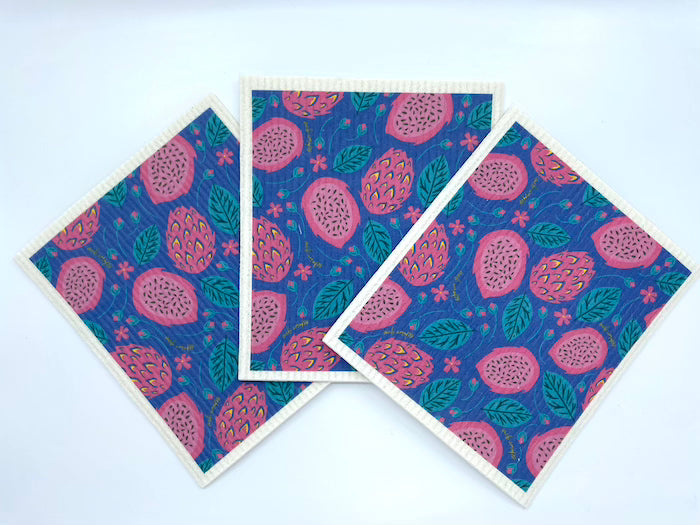 Dragonfruit Swedish Dish Cloth Set of 3