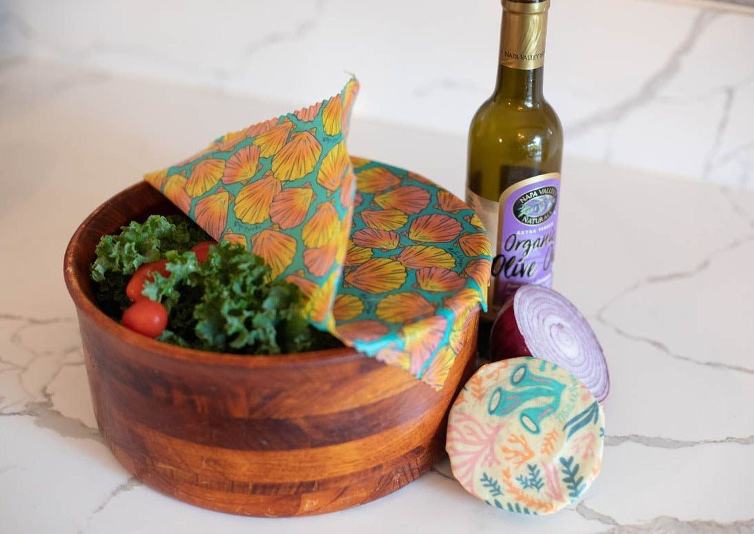 Beeswax Food Wrap - Sunrise Shell Print