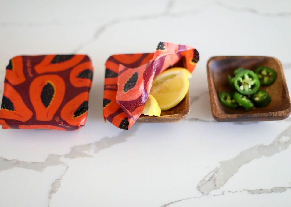 Beeswax Wrap Bulk Roll - Purple Papaya Print