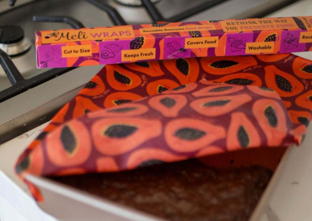 Beeswax Wrap Bulk Roll - Purple Papaya Print