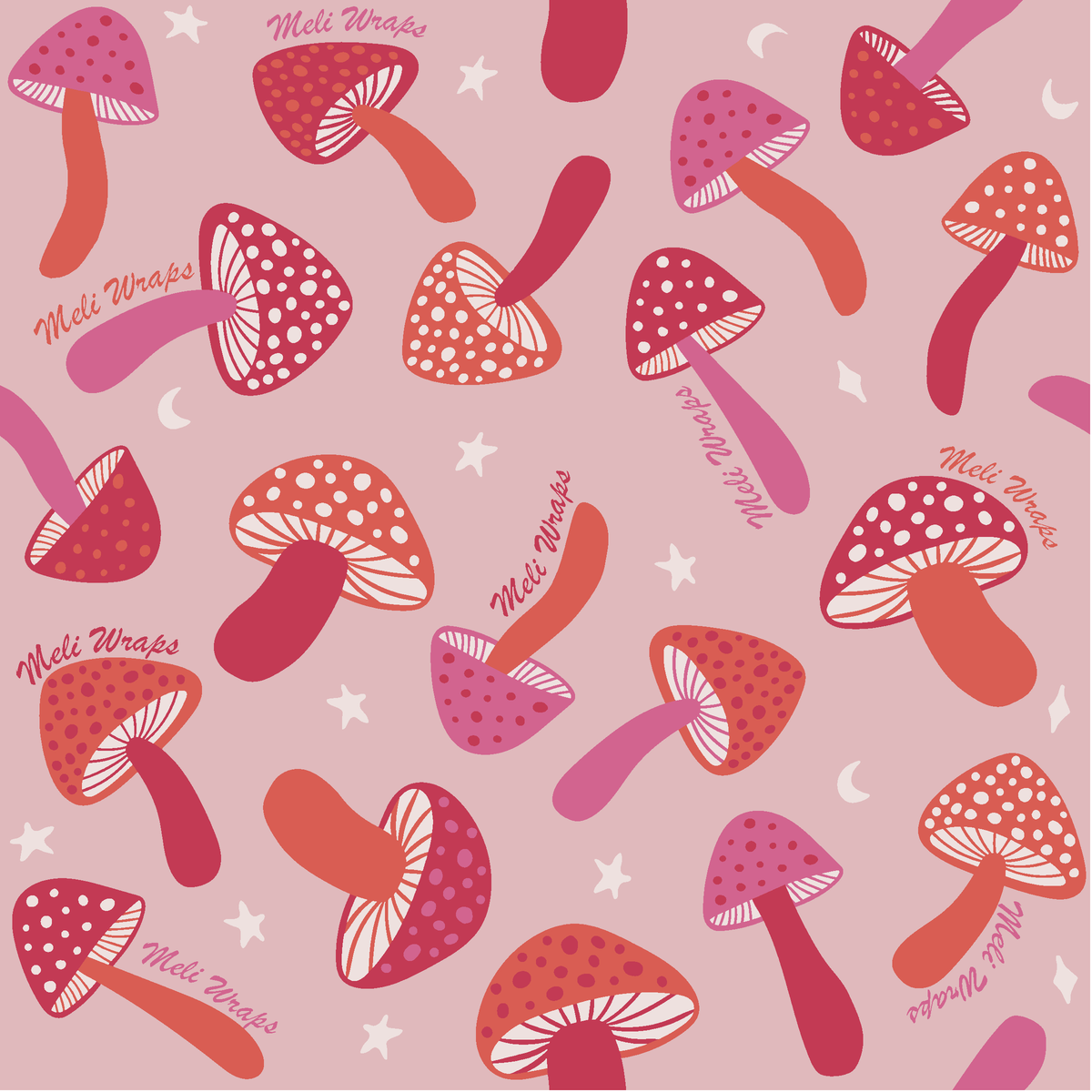 Pink Mushroom Swedish Dish Cloth Set of 3