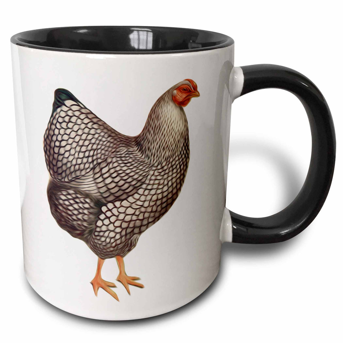 3dRose Vintage Bird Illustration Faux Oil Painting Effect Chicken Hen - Mugs (mug_119032)