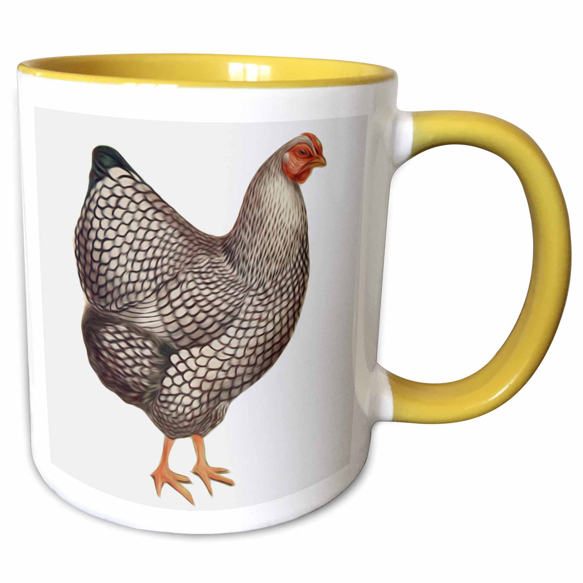 3dRose Vintage Bird Illustration Faux Oil Painting Effect Chicken Hen - Mugs (mug_119032)