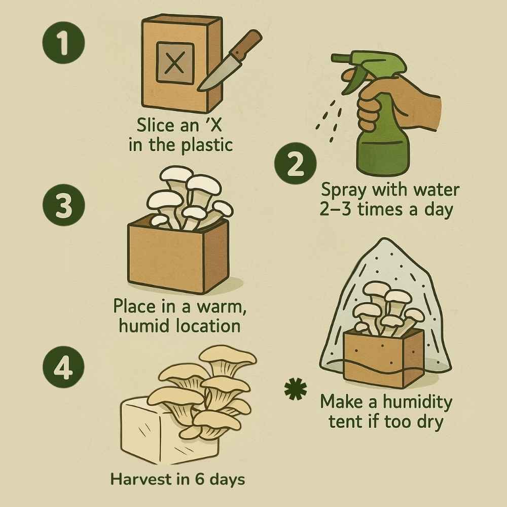 Blue Oyster Mushroom Growing Kit - 5 LBS Spray and Grow